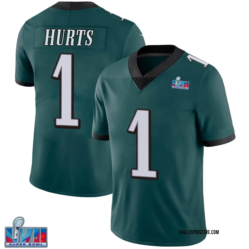 "Youth Limited Jalen Hurts Philadelphia Eagles Green Midnight Team Color Vapor Untouchable Super Bowl LVII Patch Jersey"